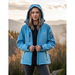 CIKRILAN‎ Technical Ski Snowboard Removable Hood Jacket Women's L Blue Winter
